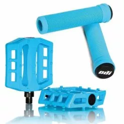 Demolition Parts Pack DEMOLITION Pédales Trooper Bleu Glacier + Poignées ODI Longneck Bleu